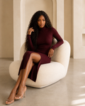 Veronica | RIBBED MOCK-NECK MIDI DRESS