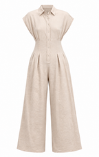 Soleia | Cap Sleeve Button Front Jumpsuit