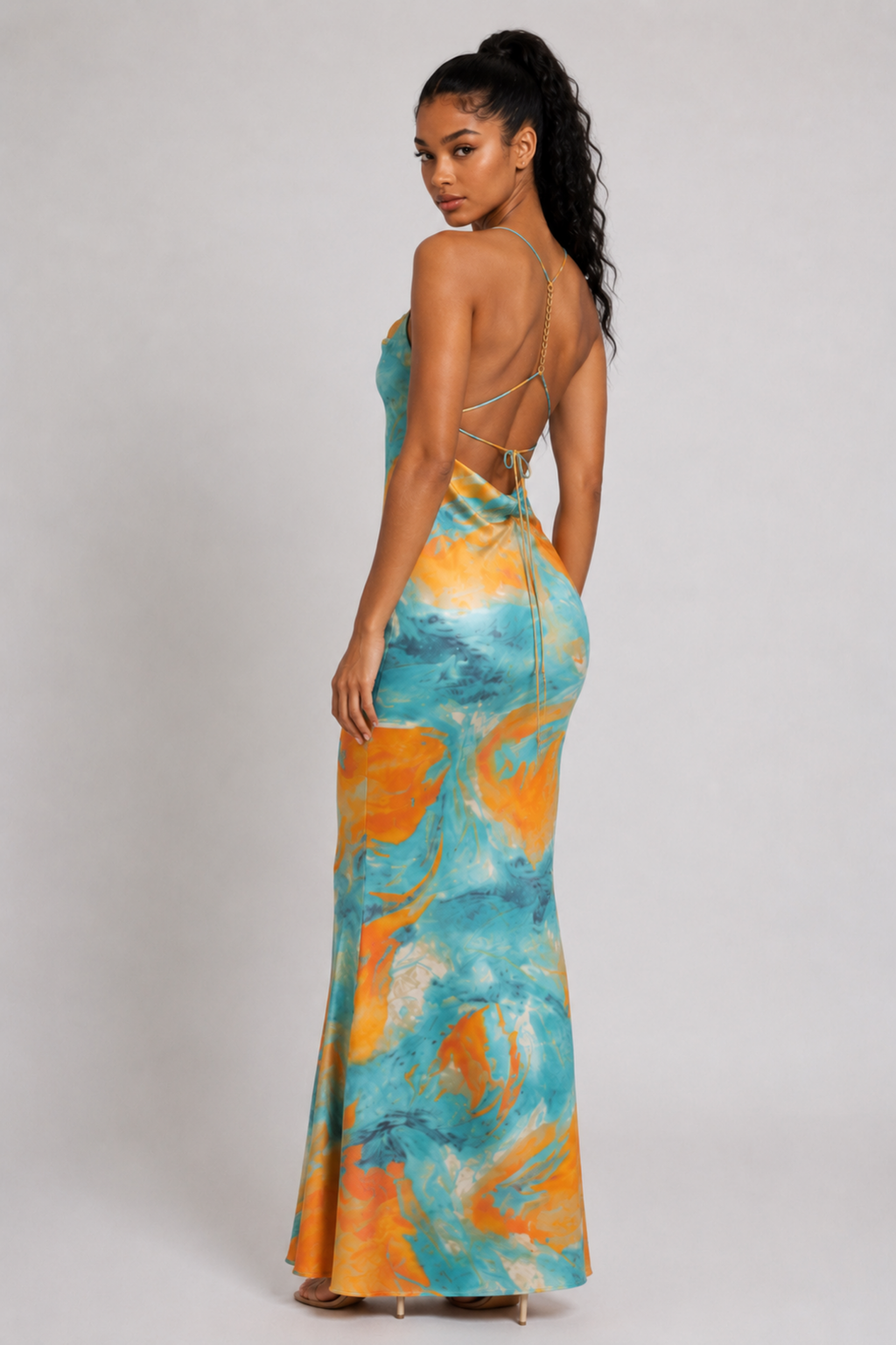Ariel | WaterColor Maxi Slip Dress