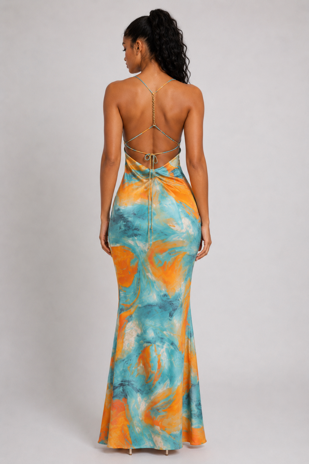 Ariel | WaterColor Maxi Slip Dress