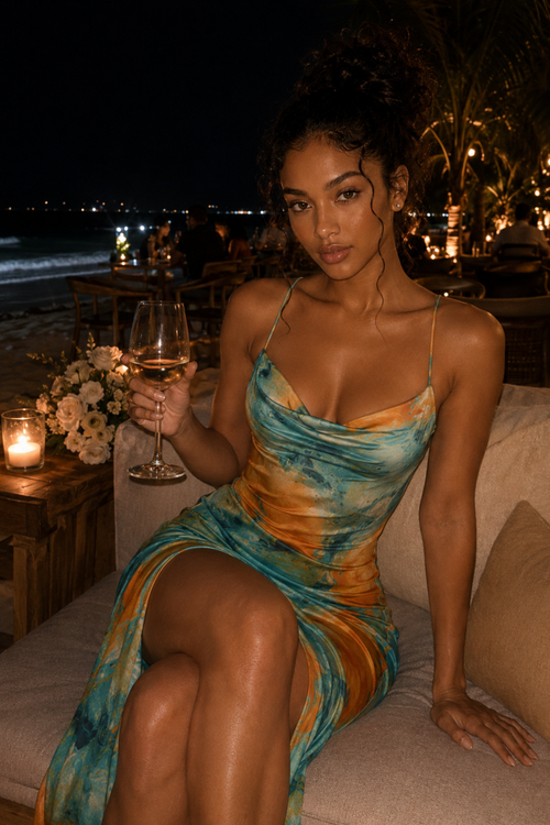 Ariel | WaterColor Maxi Slip Dress
