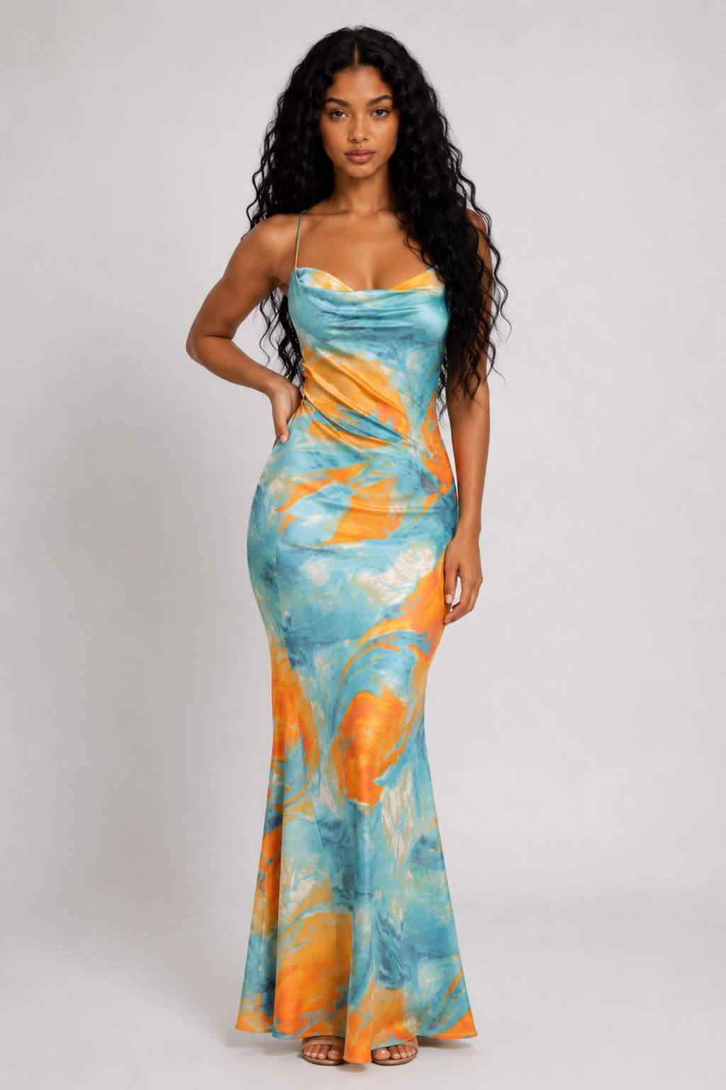 Ariel | WaterColor Maxi Slip Dress
