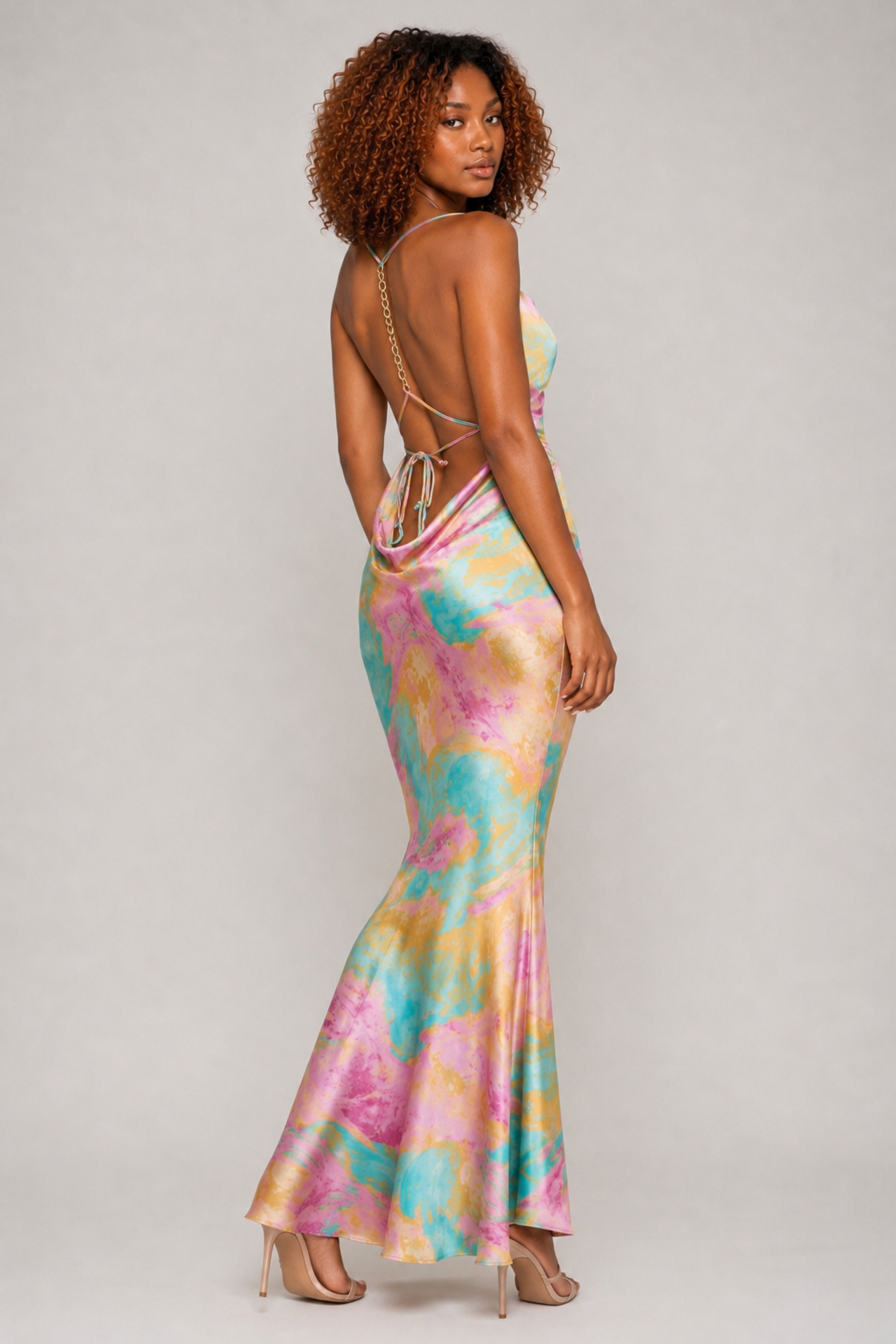 Watercolor Maxi Slip Dress