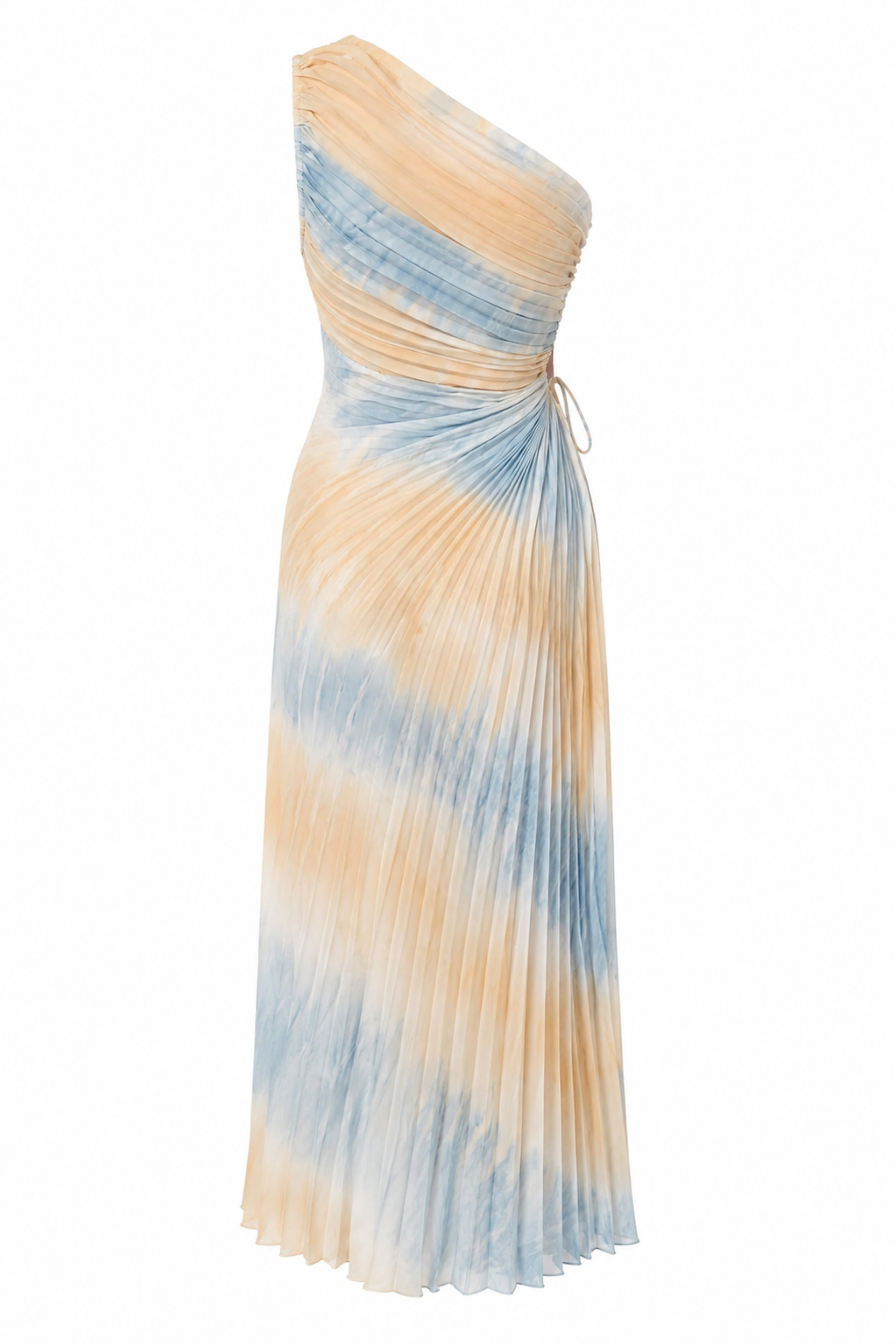 Aveline | Asymmetric Pleated Multicolor Maxi Dress