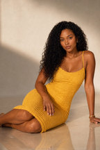 Auriella | Marigold Textured Midi Dress