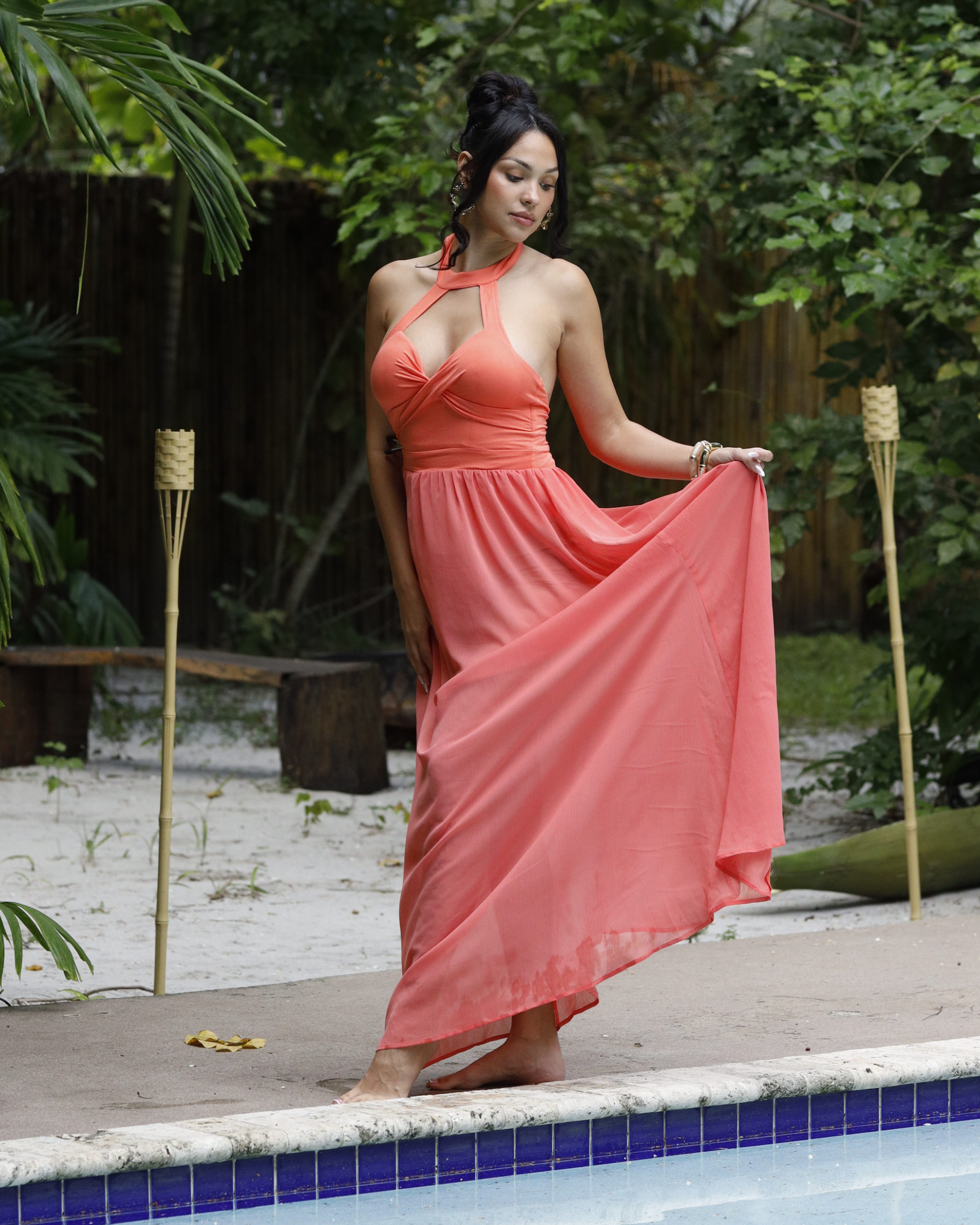 Pre-Order: Rosabella | Coral Halterneck Dress