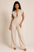 Soleia | Cap Sleeve Button Front Jumpsuit