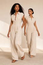 Soleia | Cap Sleeve Button Front Jumpsuit