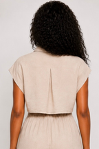 Soleia | Cap Sleeve Button Front Jumpsuit