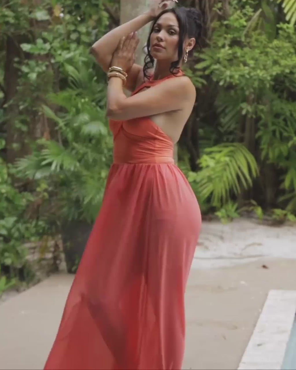 Pre-Order: Rosabella | Coral Halterneck Dress