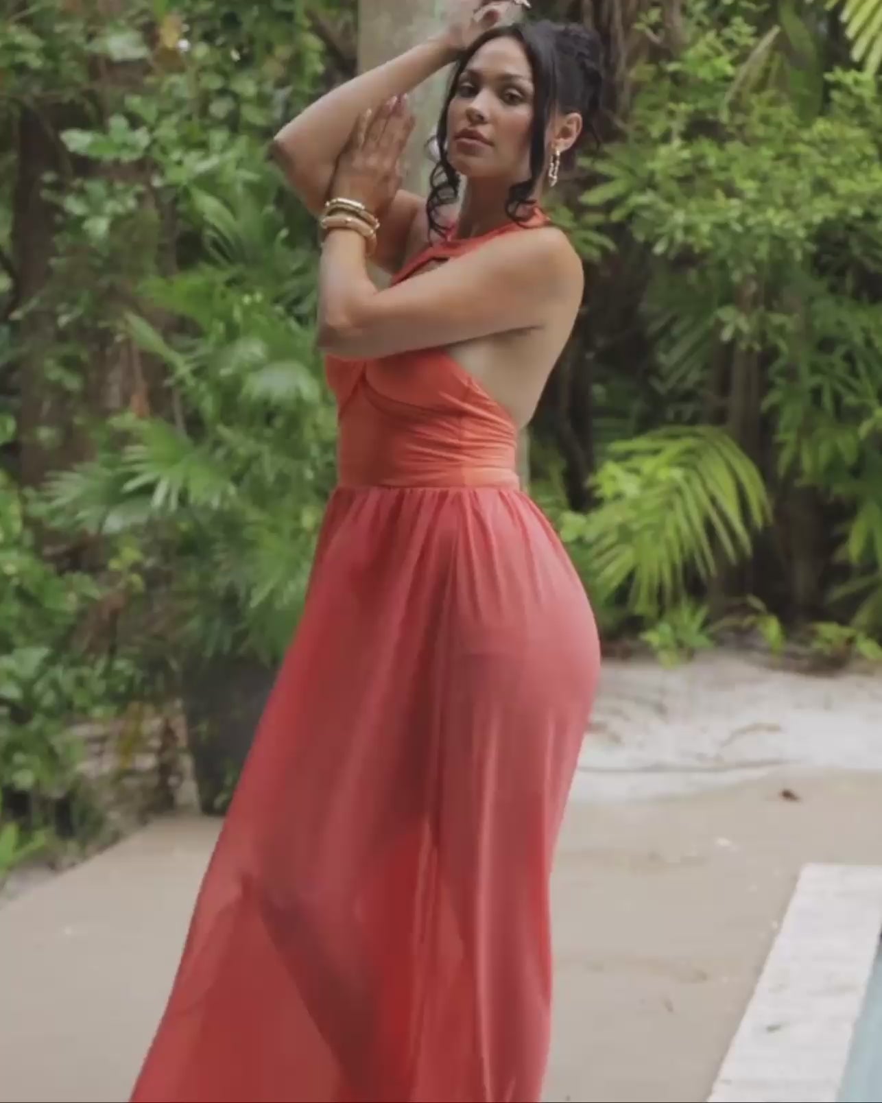 Pre-Order: Rosabella | Coral Halterneck Dress