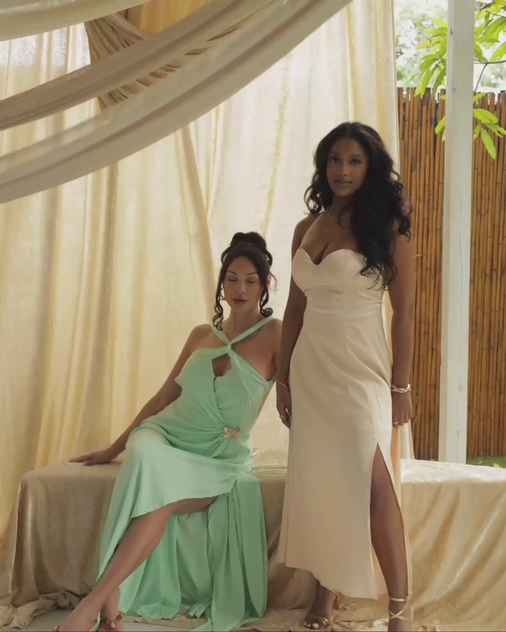 Pre-Order: Geraldine | Cream Maxi Dress with side slit