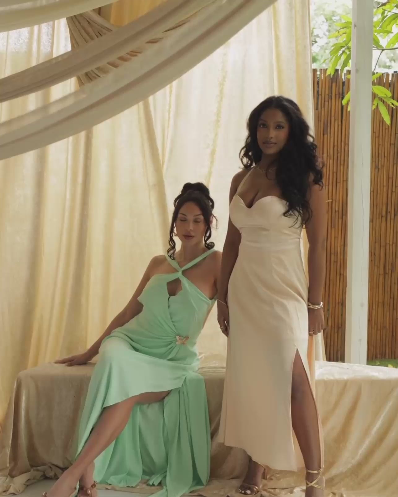 Pre-Order: Geraldine | Cream Maxi Dress with side slit