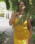 Auriella | Marigold Textured Midi Dress