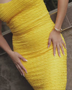 Auriella | Marigold Textured Midi Dress